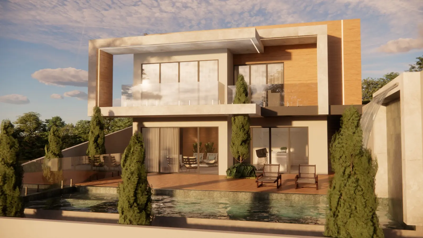 Projeto 3D de casa contemporânea para construir no Residencial
